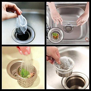 Set 100 túi lưới lọc rác , chặn rác bồn rửa chén , nhà vệ sinh , túi bọc trái cây hoa quả siêu bền , có chun 2 đầu co giãn tiện lợi