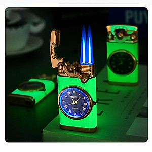 Vỏ Hột Quẹt Bật Lửa Gas DH-615 Khò 2 Tia Kiêm Đồng Hồ La Mã Cầm Tay Cực Đẹp - Nhiều Màu