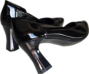 Giày cao gót 7cm Trường Hải gót to da bóng màu nâu thời trang cao cấp CG0412 [ HÌNH ẢNH THẬT ]