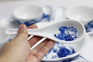 Bộ đồ ăn hoa mặt trời Bát Tràng men khử - Khử chì và kim loại nặng - Hoa sen