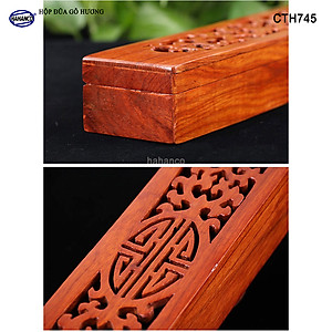 Hộp đựng đũa gỗ hương đỏ - đục khắc tinh tế (CTH745) Sang trọng - Đựng đũa sang trọng làm quà tặng
