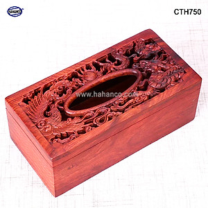 Hộp Giấy Ăn Bằng Gỗ Hương (Cỡ lớn - đủ mẫu) Đục Khắc Hoa Văn Tinh Xảo/Độc Đáo