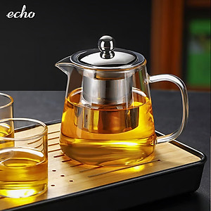 Ấm pha trà thủy tinh chịu nhiệt kèm lõi lọc Inox Echo Japan 650ml
