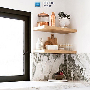 Bộ 2 Kệ Gỗ Thanh Ngang Rộng 20cm, Dày 25mm Màu Vân Gỗ Sồi Thương hiệu SIB Decor KT005