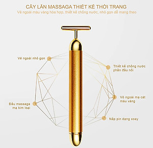 MÁY MASSAGE MẶT BEAUTY BAR 24K - Bút Mát Xa Chữ T - Cây Lăn Mặt Nâng Cơ Mát Xa Thư Giãn (Hàng Chính Hãng)