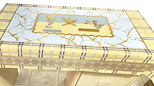 Khăn trải bàn W.751 caro - nhũ vàng 90 x 150 cm, không thấm nước, dễ làm sạch