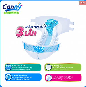 [Deal hot] TÃ DÁN NGƯỜI LỚN CANNY SIZE M/L 10 MIẾNG/GÓI siêu mềm, siêu thấm hút vòng bụng 68-122cm