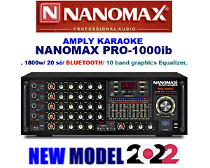 Amply Nanomax Pro 1000i - 20 sò, công suất 1800w, kết nối bluetooth, 4 cổng micro - Hàng chính hãng