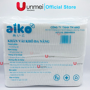 Khăn vải khô đa năng Aiko bịch lớn thêm miếng tiện lợi an toàn cho bé sơ sinh (500gr/ bịch) KKT500