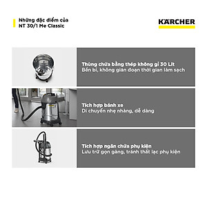 Máy hút bụi khô và ướt công nghiệp Karcher NT 30/1 Classic - Hàng chính hãng