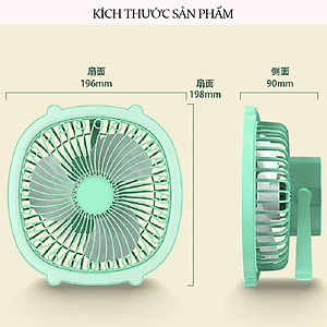 Quạt Mini Để Bàn, Quạt Tích Điện Usb Teement, Quạt Cầm Tay 3 Tốc Độ, Tích Hợp Đèn Ngủ, Điều Chỉnh Hướng Gió 180 Độ, Không Gây Ồn, Pin Sạc Dung Lượng Cao - Hàng Chính Hãng