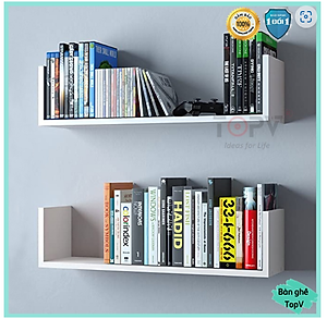Kệ sách treo tường kiêm kệ decor chữ U  sách gỗ tủ để đựng đỡ kê vở cho bé nhỏ mini giá rẻ HC-KS1