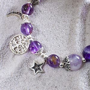 Vòng phong thủy Thạch anh tím mix Thạch anh ưu linh tím VT085