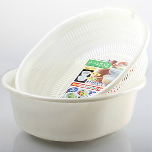 Thau nhựa trắng đựng đồ, rửa rau củ 5,3L - Hàng nội địa Nhật