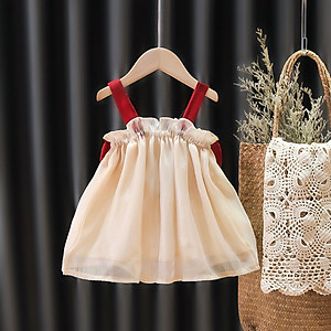 Đầm 2 dây cho bé phong cách tiểu thư từ 9-18kg - Váy voan bé gái xinh xắn dạo phố hoặc đi biển (SD-3662G)