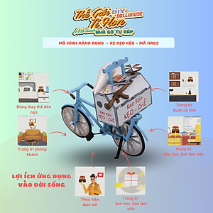 Mô Hình Tự Lắp Ráp DIY Xe Hàng Rong Sài Gòn - Thế Giới Tí Hon - Xe Kẹo Kéo - HR03