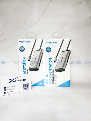 Cáp chuyển đổi Type-C sang HDMI + 3 cổng USB 3.0 + Type-C PD  Vention CNBHB - hàng chính hãng