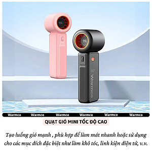 Quạt cầm tay turbo mini siêu mát Pin trâu 5000 mAh, nhỏ gọn linh hoạt hiệu Hotcase WARMCO - 100 chế độ gió, dùng liên tục 18h (tùy mức gió), thiết kế đẹp, bền - hàng nhập khẩu