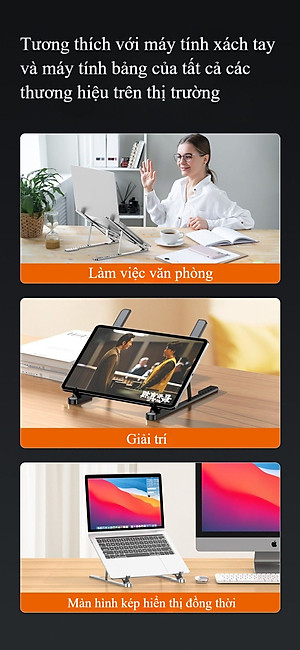 Giá Đỡ Laptop Hợp Kim Nhôm Cao Cấp Gấp Gọn CRAZY COOL, Giúp Tản Nhiệt Laptop, Macbook, Máy Tính Xách Tay - 10 Vị Trí Điều Chỉnh Góc Độ - Hàng Chính Hãng