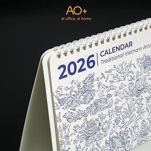 Lịch để bàn 2026 AO+ bản giới hạn có lịch âm in họa tiết hoa văn vốn cổ AA625