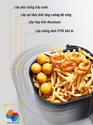Nồi chiên không dầu Airbot AF480 dung tích 4.8 Lít, công nghệ gió xoáy 3D turbo, chống dính và tự động bật/tắt an toàn, có hẹn giờ, hàng chính hãng