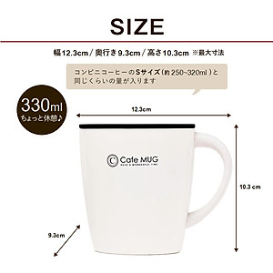 Cốc inox giữ nhiệt Cafe Mug 330ml có gioăng silicon  & nắp trượt chống tràn - Nội địa Nhật Bản