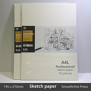 Giấy vẽ chuyên dụng A4L cao cấp, giấy vẽ nhập từ Ý có vân nhẹ màu trắng tự nhiên, giấy vẽ đẹp được cả 2 mặt, giấy dày 250gsm A4L 10 tờ (A4 Thickening Art Special Sketch) Green Art - Hàng chính hãng