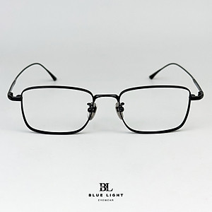 Gọng Kính Cận Giả Cận Nam Nữ Cao Cấp Titanium BLUE LIGHT, Mắt Chữ Nhật Nhỏ Dày Dặn, Nhẹ Dẻo Bạc, Đen