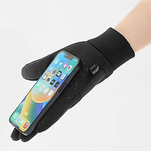 Găng tay nam đi xe máy mùa đông cảm ứng chống nước lót nỉ lông cực ấm - Thiết kế nam tính GTCD06