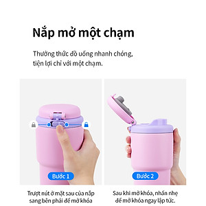 Bình giữ nhiệt LocknLock Daily Macaron LHC3292 - Nắp mở một chạm - Dung tích 480ML