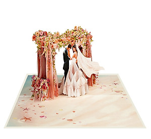 Thiệp 3D Pop Up Cổng Hoa Cưới – Thiệp Chúc Mừng Đám Cưới, Thiệp Wedding Sang Trọng, Lãng Mạn, W16
