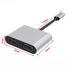 Cáp chuyển Đổi USB Type-c ra 4 cổng HDMI/ VGA/ USB và cổng sạc hỗ trợ chế độ Dex - UHV41160 Hàng Chính Hãng
