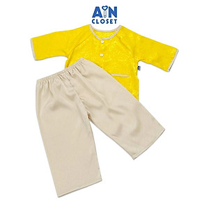 Bộ quần áo Bà ba dài họa tiết hoa gấm Vàng Be - AICDBGZ6ADWT - AIN Closet