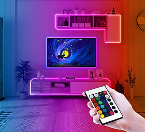 Cuộn Dây Đèn LED Kết Nối Bluetooth Trang Trí, Trang Trí Phòng, Dán Tường, Bàn Máy Tính, Tạo Không Gian Quay Video , Chụp Ảnh, Kèm Remote - Chính hãng