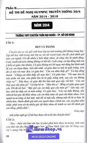 Sách Tổng Tập Đề Thi Olympic 30 Tháng 4 Ngữ Văn Lớp 10 (Từ Năm 2014 Đến Năm 2018)