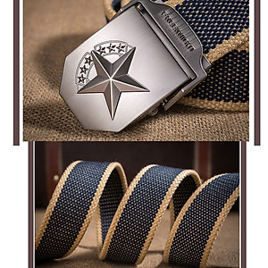 Thắt Lưng Nam Vải Dù U679 Mặt Khóa Hợp Kim Thép Không Ghỉ Sáng Bóng, Dây Dệt Sợi Bông Thiên Nhiên Cao Cấp -Hàng chính hãng