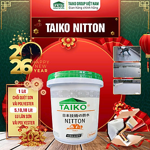 [1Kg, 5Kg, 10Kg, 18Kg] Sơn Chống Thấm Sàn Mái Lộ Thiên TAIKO NITTON (Gốc Acrylic) - Tặng Kèm Vải Kết Cấu Và Chổi Lăn Sơn - Chống Thấm Sàn Mái, Máng Xối, Ban Công Lô Gia, Bể Nước, Bể Cá, Bề Mặt Cát Xi Măng (Hiệu quả hơn khi pha với Xi Măng