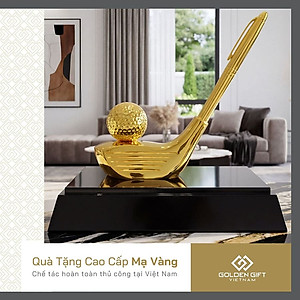 Gậy golf và giá cắm bút mạ vàng 24K: Quà tặng độc đáo cho sếp, đối tác yêu thích thể thao golf, quà tặng giải thi đấu golf