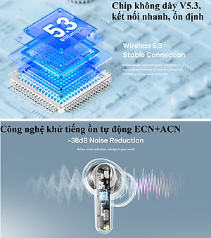 Tai nghe không dây bluetooth V5.3 công nghệ khử ồn kép Remax CozyPods W7N _ Hàng chính hãng