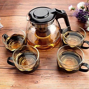 Bình Lọc Trà Thủy Tinh Tặng Kèm 4 Ly Sang Trọng - CÓ LỖi LỌC TRÀ INOX - BÌNH PHA TRÀ CHẾ CAFE TIỆN LỢI 2in1 Đẳng Cấp 