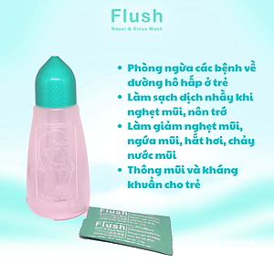 Bình Rửa Mũi Cho Trẻ Flush Chính Hãng Gồm 1 Bình Và 14 Gói Muối Tinh Khiết Dung Tích 250ml