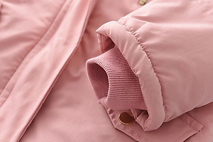 Áo khoác cho bé gái 4-14 tuổi bên trong lót lông mũ có tai chất liệu vải cao cấp