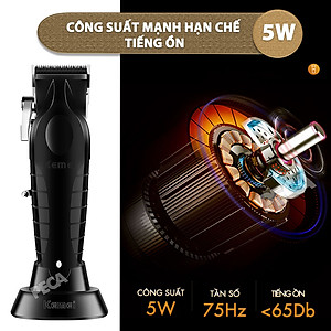 Tông đơ cắt tóc chuyên nghiệp Kemei KM-2296 lưỡi cắt mạ carbon công suất mạnh mẽ 5W pin khỏe lithium - Chính hãng