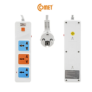 Ổ Cắm Điện Nối Dài COMET CES10302 2500W Dài 2m, 3 lỗ 3 chấu, có cầu chì bảo vệ