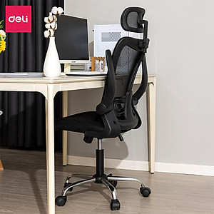 Ghế Xoay Văn Phòng Lưới Làm Việc Công Thái Học Deli - Tay Gập Thông Minh, Có Chỉnh Lưng, Lưới Thoáng Khí, Chân Xoay Tiện Ích, Đệm Ghế Êm Aí, Nhiều Màu - Phù Hợp Học Sinh, Văn Phòng, Game Thủ, Gaming - Hàng chính hãng