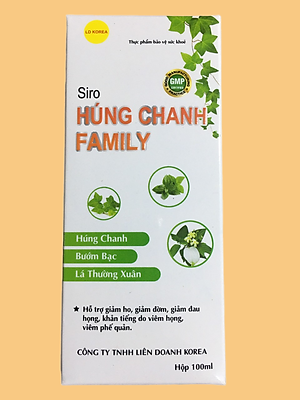 Siro ho Húng Chanh Family 100ml - cho bé, cho người lớn (hỗ trợ giảm ho, giảm đờm, giảm đau họng, khản tiếng; giúp tăng sức đề kháng)