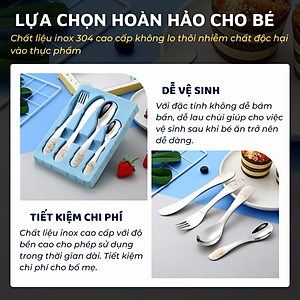 Bộ dao thìa nĩa tập ăn cho bé DandiHome inox 304 cao cấp - Có các lựa chọn