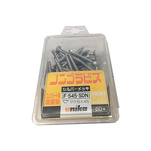 Combo Vít bê tông 5mm đầu bằng F545 & Mũi khoan tường 4.5mm đuôi lục giác Unika (Không cần tắc kê nhựa)