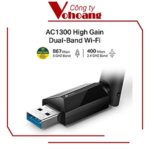 USB Thu Sóng Wifi TP-Link T3U Plus | Băng Tần Kép Chuẩn AC1300 | Hàng Chính Hãng