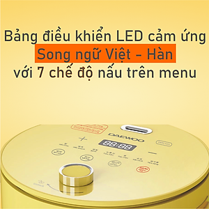 Nồi cơm điện đa chức năng Daewoo DWRC-Y201 1L lòng nồi phủ Ceramic, với 7 chế độ nấu -Hàng chính hãng